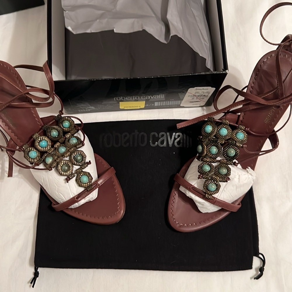 Roberto Cavalli Brown Heels Size 38 1/2 NWT - Picture 13 of 15